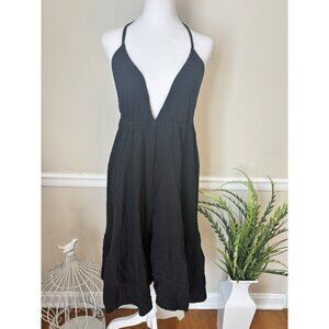 NWT Figwood Banyon Tree 4-Bareback Ruffle Dress Black Sleeveless Gauzy One Size
